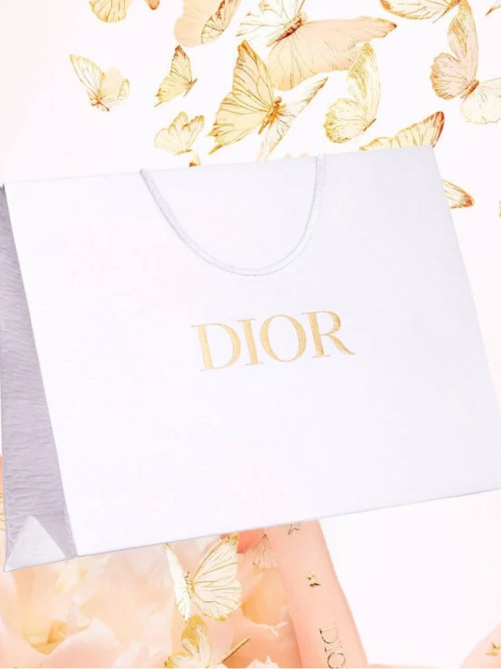 Dior White Tote with Gold Logo